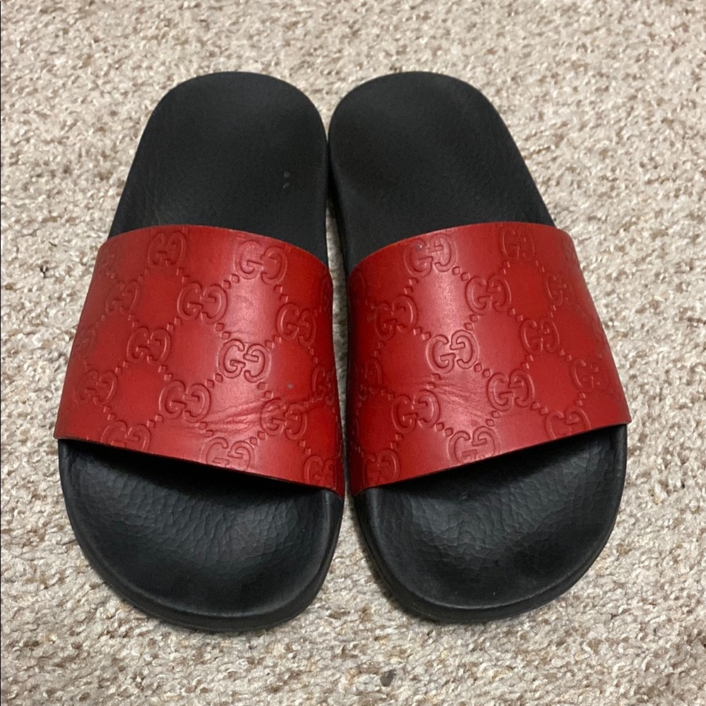 Authentic Gucci Red and Black Slides - Picture 2 of 8